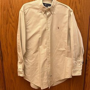 Gray stripe Ralph Lauren men’s button down shirt. Size 16-33. Excellent.